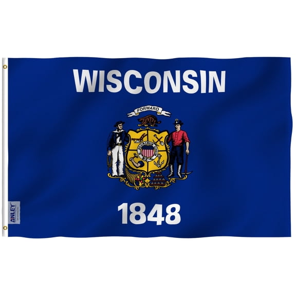 Anley 3x5 Foot Wisconsin State Flag - Wisconsin WI Flags Polyester