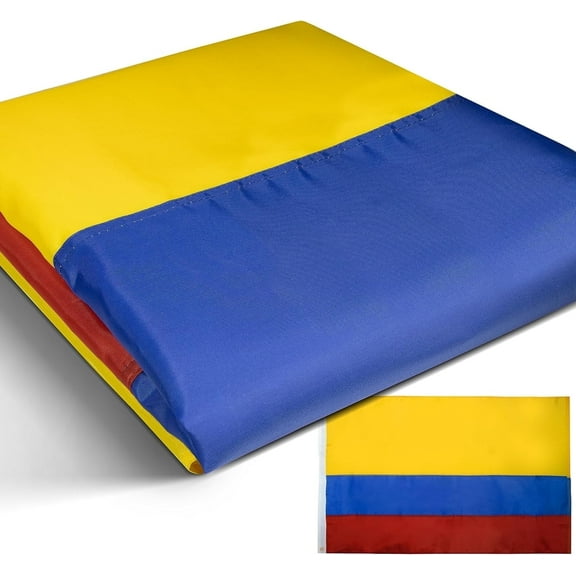 Anley EverStrong Series Colombia Flag 3x5 Foot - Embroidered and Sewn Stripes 210D Polyester - Colombian National Banner Flags