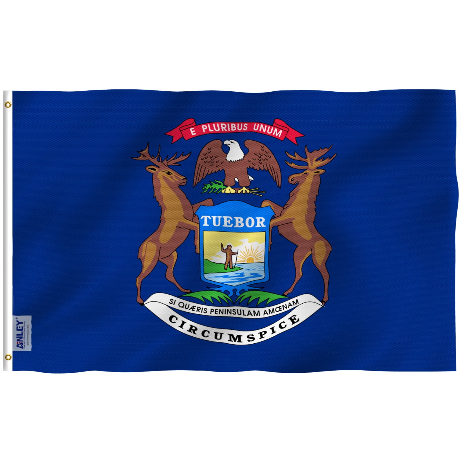 Michigan State Flag 3x5 Feet Polyester with Brass Grommets