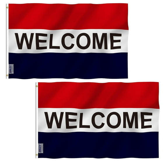 ANLEY 2 Pcs Fly Breeze 3x5 Feet Ceremonial WELCOME Flag - Commercial Ceremonial WELCOME Flags Polyester