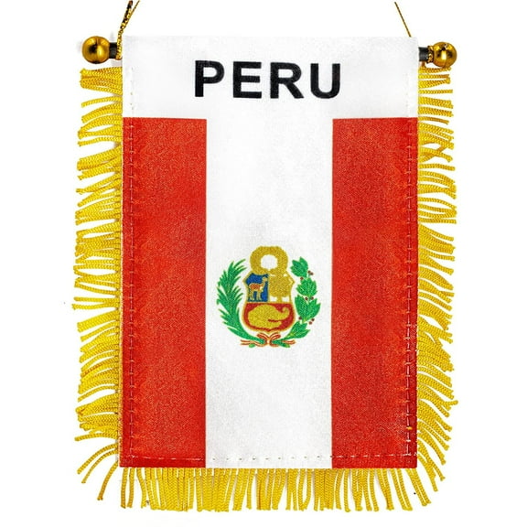 Anley 4 in x 6 in Peru Fringy Window Hanging Flag - Mini Flag Banner