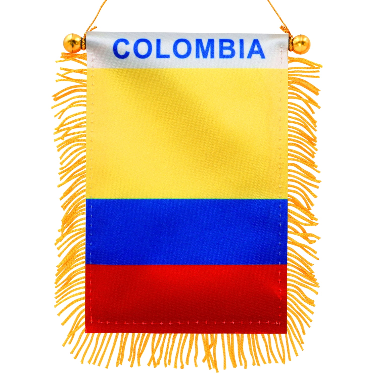 Colombian 4x6 Inch Fringed Window Hanging Flag with Gold Tassels