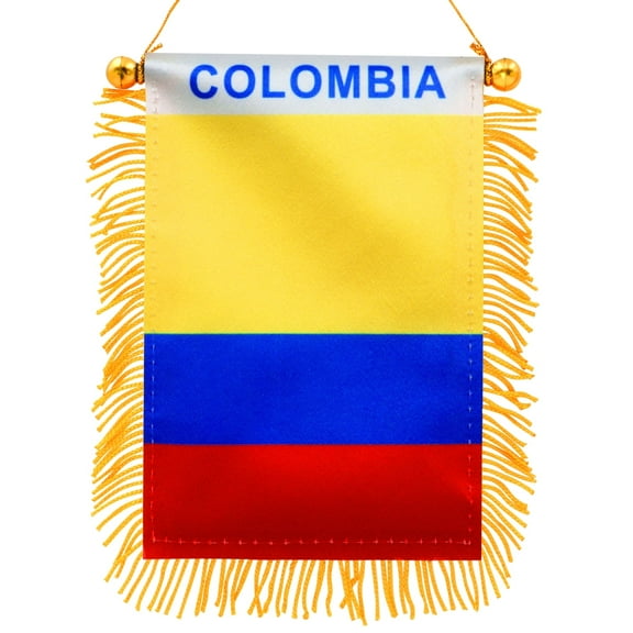 Anley 4 x 6 Inch Colombia Fringy Window Hanging Flag - Colombian Hanging Flag