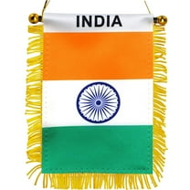 Anley 4 x 6 Inch India Fringy Window Hanging Flag - Indian Hanging Flag