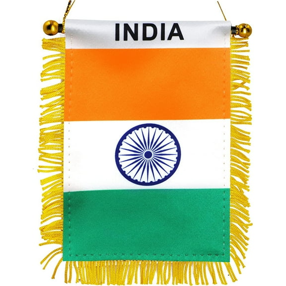 Anley 4 x 6 Inch India Fringy Window Hanging Flag - Indian Hanging Flag