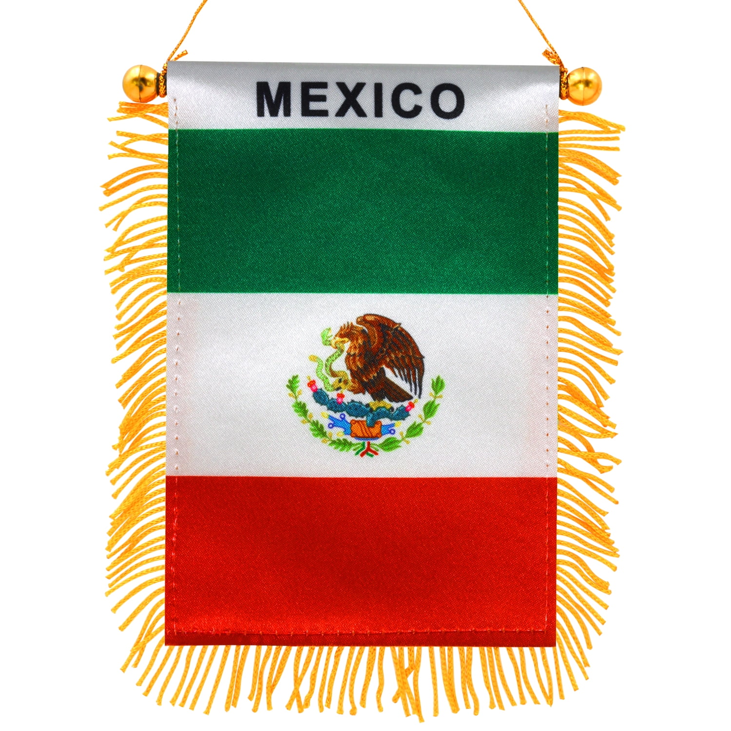 Mexican Flag 4x6 Inch Fringed Window Hanging Banner