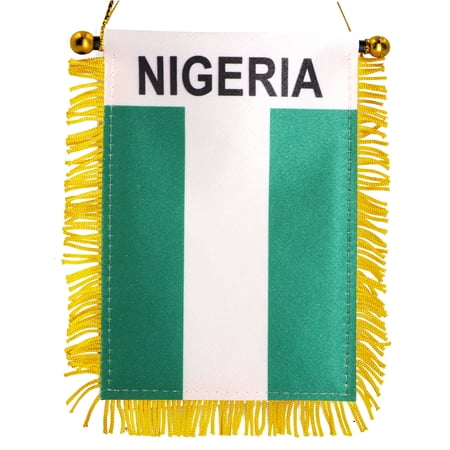 Anley 4 x 6 Inch Nigeria Fringy Window Hanging Flag - Nigerian Hanging Flag