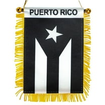 Anley 4 x 6 Inch Puerto Rico Fringy Window Hanging Flag - Fringed Puerto Rican Hanging Flag