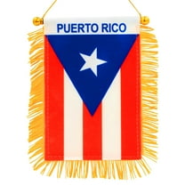 Anley 4 x 6 Inch Puerto Rico Window Hanging Flag - Fringed Puerto Rican Mini Banner