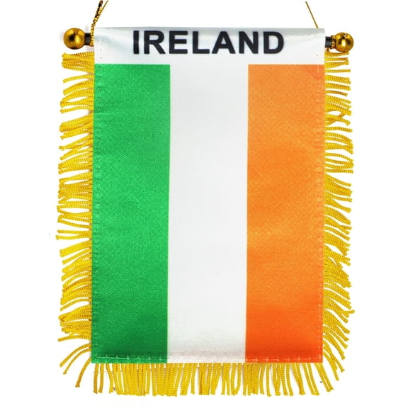 Anley 4 x 6 inch Ireland Fringy Window Hanging Flag - Fringed Irish Hanging Flag