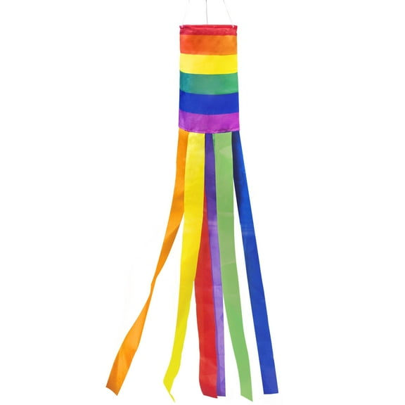 Anley 40 Inch Rainbow Column Windsock Flag - LGBT+ Parade Garden Decorative Flag with Rainbow Long Tails