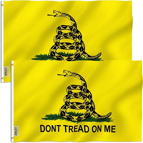 Anley 4x6 Foot Don't Tread On Me Gadsden Flag - Tea Party Flags Polyester (Pack of 2)
