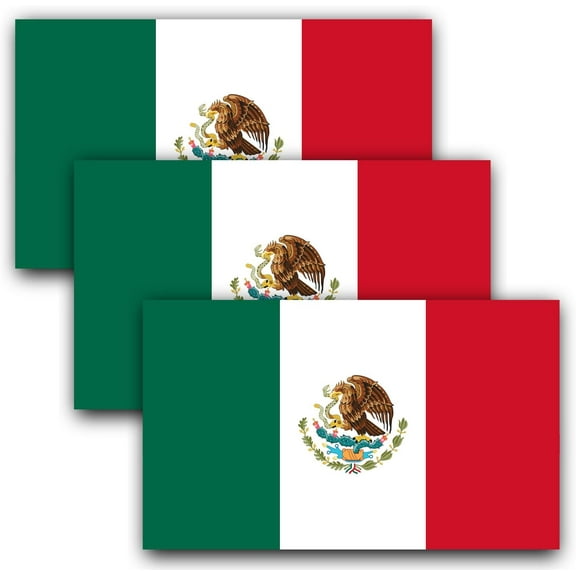 Anley 5" X 3" Mexico Flag Decal 3Pcs - Reflective Vinyl Mexico Stickers for Cars, Trucks, Laptops, Motorcycles - Waterproof, Fade Resistant, Easy Peel & Stick - 3 Pack Set