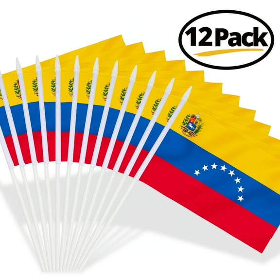 Anley 5 in x 8 in Venezuela Mini Flag 12 Pack - Hand Held Miniature Venezuelan Flags