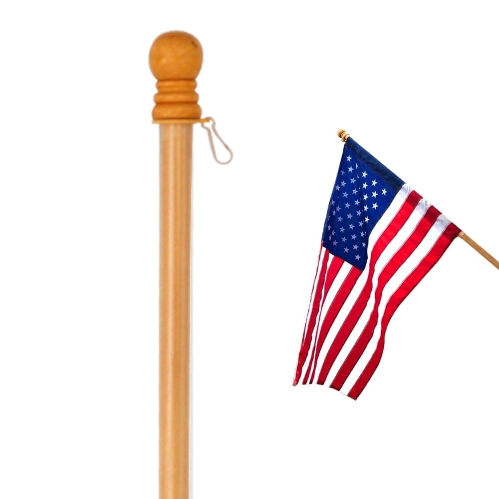 Anley 56" Pine Wooden House Flagpole - for Sleeve House Flags (28" x 40") - Wood Flag Pole with Tangle Free Design, Rotating Rings and Anti-Wrap Tube