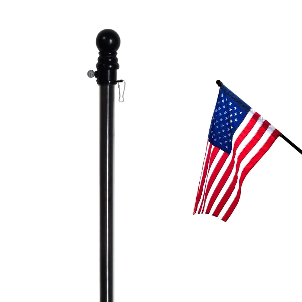 ANLEY 56" Pine Wooden House Flagpole - For Sleeve House Flags (28" x 40") - Wood Flag Pole with Tangle Free Design, Rotating Rings and Anti-Wrap Tube (Black)