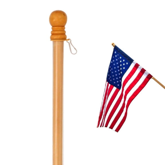Anley 56" Pine Wooden House Flagpole - for Sleeve House Flags (28" x 40") - Wood Flag Pole with Tangle Free Design, Rotating Rings and Anti-Wrap Tube
