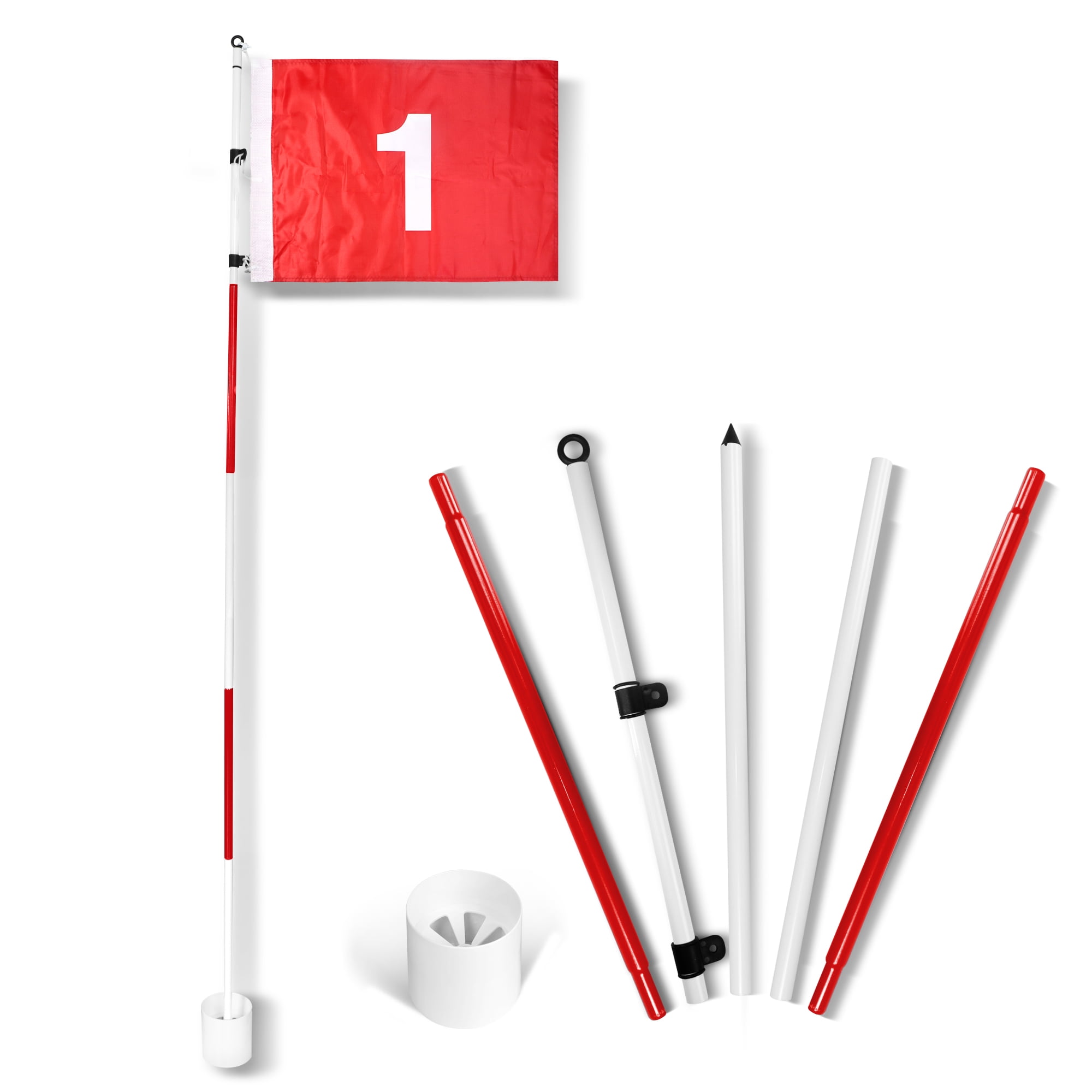 Anley 6 Ft Golf Flagsticks Golf Flag and Hole Cup Set Golf Pin Flags