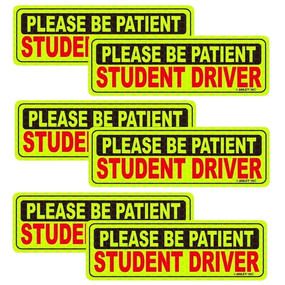 Anley 6 Pcs Reflective Student Driver Magnet Car Signs - Vehicle Safety Bumper Sticker Magnetic Decal