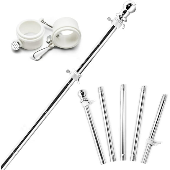 ANLEY 6 FT Stainless Wall Mount Flag Pole with Tangle Free Rotating Rings - Adjustable Length, Heavy Duty & Rustproof Flag Pole for House, Yard and Commercial (1 Inch Dia.)