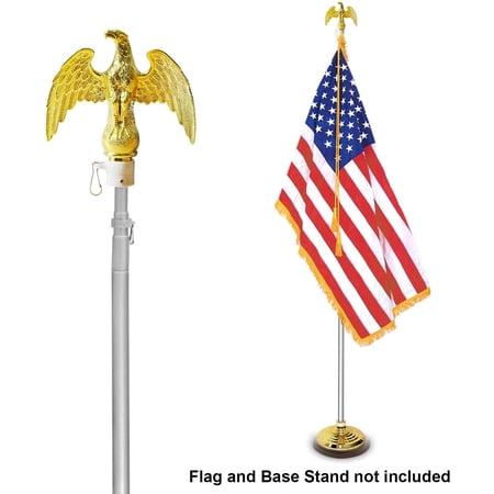 Anley 7.5 Ft Telescoping Flag Pole - Aluminum Telescopic Flagpole with Tangle Free Carabiners & Golden Eagle Top Finial (Flag and Base NOT Included)