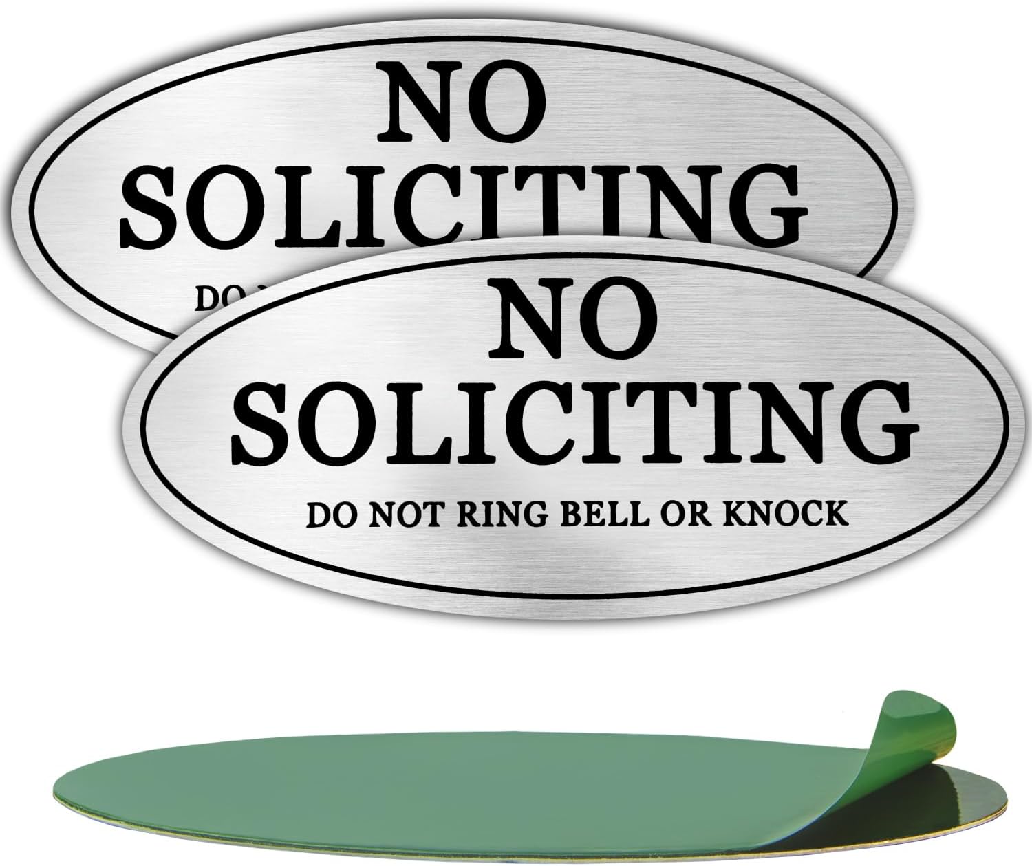 Anley 7 x 3 IN No Soliciting Sign for House Door - Brushed Aluminum ...