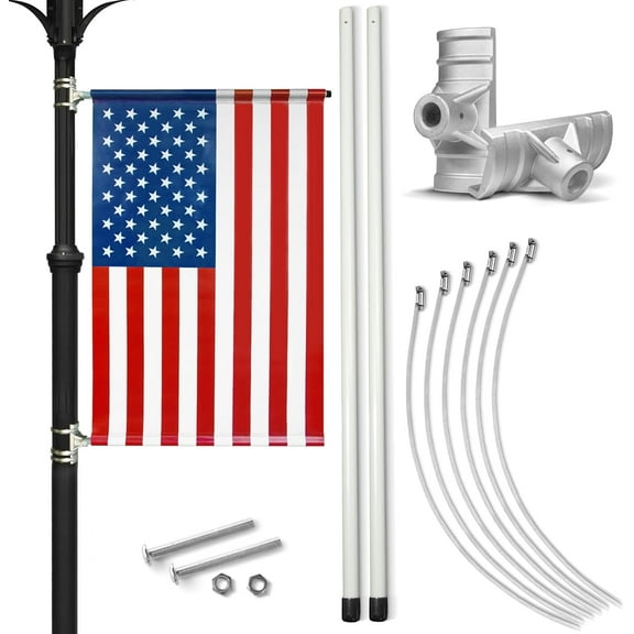 Anley American Flag Street Light Pole Banner 30x48 In - Heavy Duty 18oz Vinyl with Double Sided Print - US National United States Pole Banner for July 4th, Independence Day Displays (Bracket Included