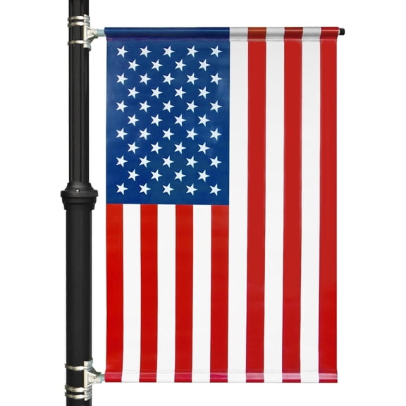 Anley American Flag Street Light Pole Banner 30x48 In - Heavy Duty 18oz Vinyl Double Sided Print - US National United States Pole Flag for July 4th, Independence Day (Banner Only)