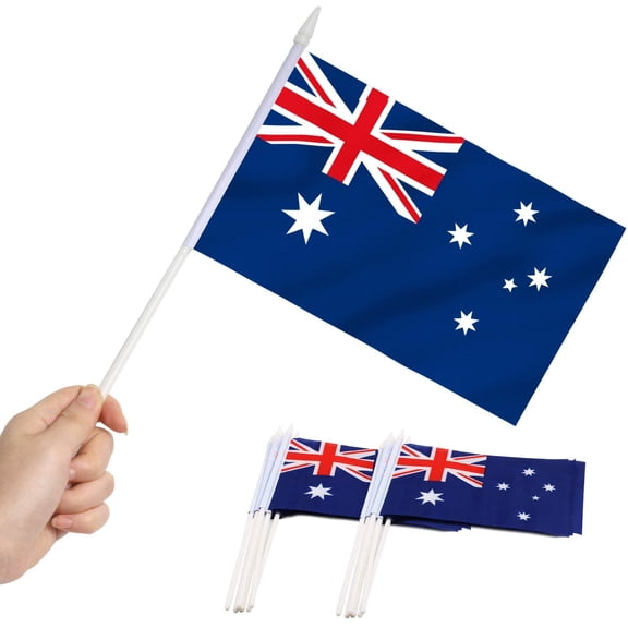 Anley Australia Mini Flag - 5 in x 8 in Hand Held Miniature Australian Flags - 12 Pack