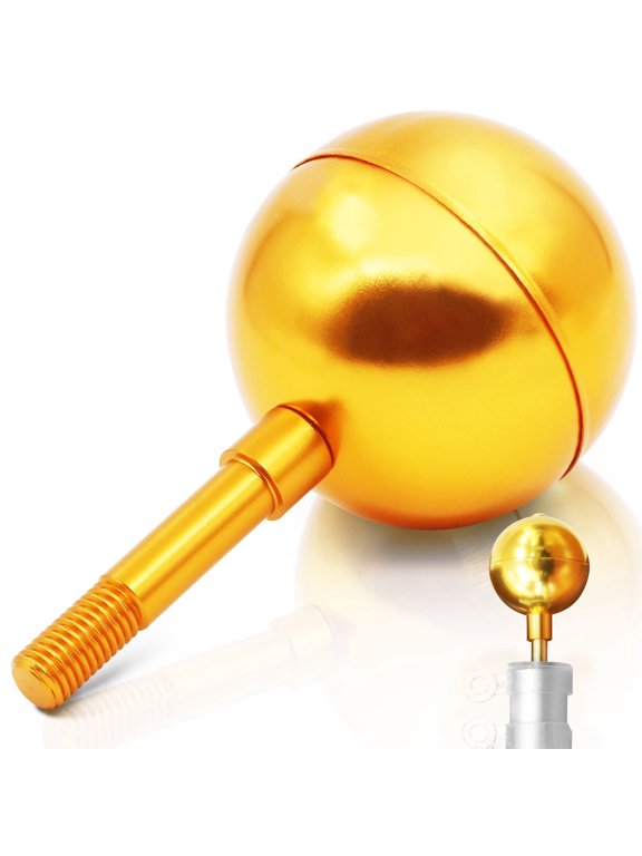 3" Flagpole Ball Topper Ornament Gold Top Replacement - Fit Standard USA Flag Poles, Pulley Truck & Solar Lights