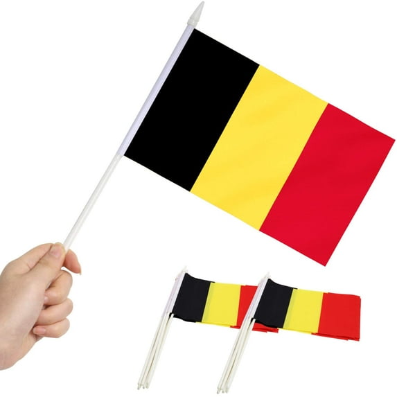Anley Belgium Mini Flag 12 Pack - Hand Held Small Miniature Belgian Flags