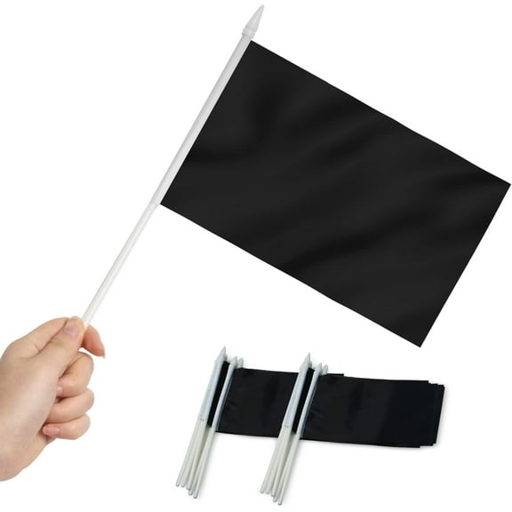 Anley Black Mini Flag 1 Dozen - Hand Held Small Miniature Solid Black Blank Flags