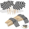 thumbnail image 1 of Anley Checkered Racing Flag Toothpick Cupcakes Toppers - Cocktail Fruit Stick Toothpicks Race Car Cupcakes Toppers (100 pcs), 1 of 6