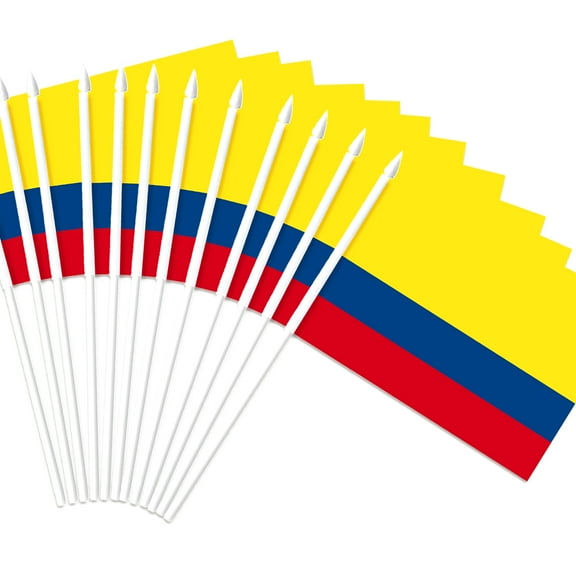 Anley Colombia Mini Flag 12 Pack - Hand Held Small Miniature Colombian Flags 5x8 Inch