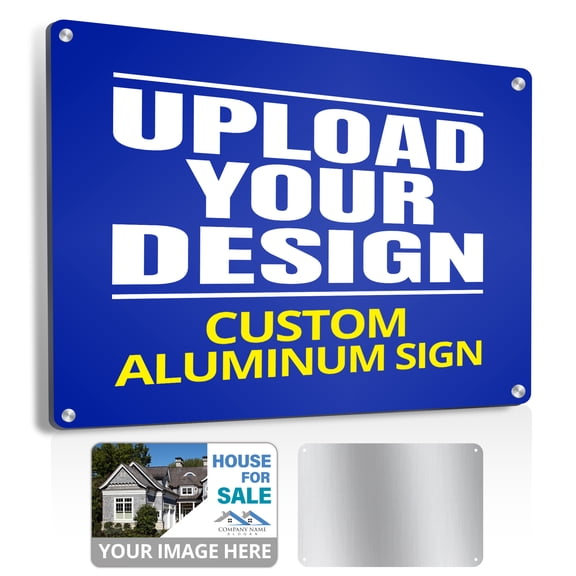 Anley Custom Aluminum Signs for Outdoor/Indoor - Personalized Print on Durable 5Mil Aluminum Metal Plate for Office, Business, Home - Easy to Mount, Fade Resistant, Weatherproof - 9x12 IN (4 Holes)