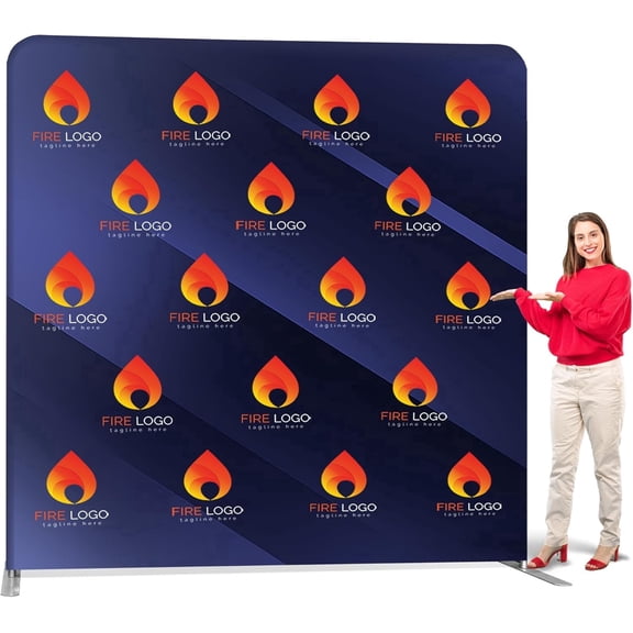 Anley Custom Backdrop Banner - Double Sided Tension Fabric Display - Step and Repeat Backdrop Stand for Exhibits Event, Conference, Trade Show, Wedding Photo Booth (Graphic Only, 7.5x7.5 Ft)