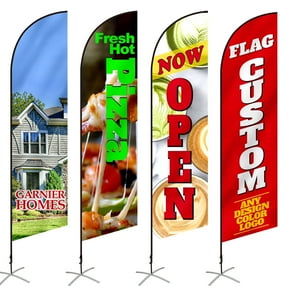 Anley Custom Feather Flag 2.5 X 12 Ft Double Sided - Print Your Own Logo/Design/Words - Indoor & Outdoor Commercial Advertising Banners Flags (Flag ONLY)