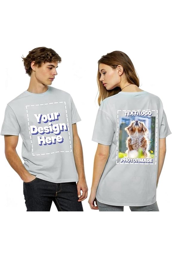 Custom T-Shirts Personalized with Logo Text Image - Full Color Front & Back Print - 100% Cotton Unisex Fit - Design Your Own Shirt for Events, Teams, or Branding