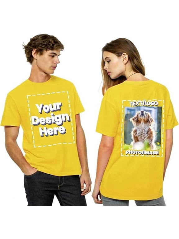 Custom T-Shirts Personalized with Logo Text Image - Full Color Front & Back Print - 100% Cotton Unisex Fit - Design Your Own Shirt for Events, Teams, or Branding