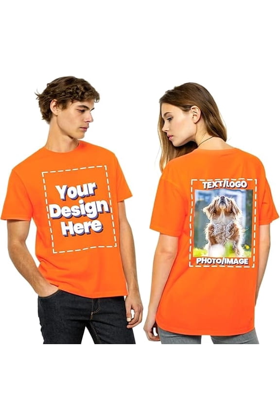 Custom T-Shirts Personalized with Logo Text Image - Full Color Front & Back Print - 100% Cotton Unisex Fit - Design Your Own Shirt for Events, Teams, or Branding