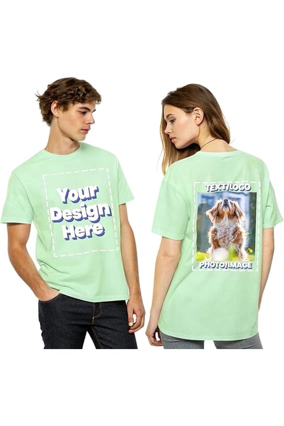 Custom T-Shirts Personalized with Logo Text Image - Full Color Front & Back Print - 100% Cotton Unisex Fit - Design Your Own Shirt for Events, Teams, or Branding