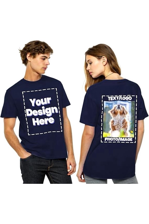 Custom T-Shirts Personalized with Logo Text Image - Full Color Front & Back Print - 100% Cotton Unisex Fit - Design Your Own Shirt for Events, Teams, or Branding