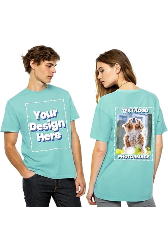 Custom T-Shirts Personalized with Logo Text Image - Full Color Front & Back Print - 100% Cotton Unisex Fit - Design Your Own Shirt for Events, Teams, or Branding