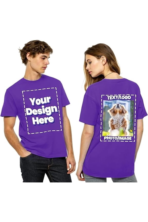 Custom T-Shirts Personalized with Logo Text Image - Full Color Front & Back Print - 100% Cotton Unisex Fit - Design Your Own Shirt for Events, Teams, or Branding