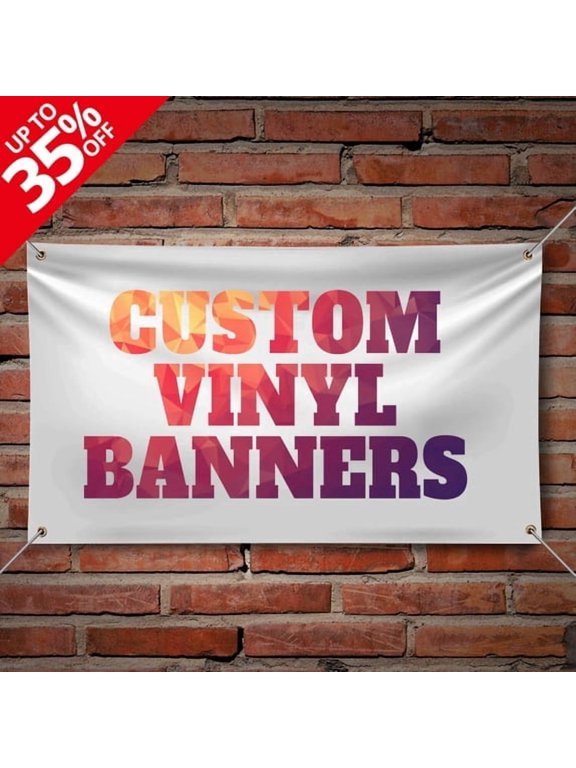 Custom Vinyl Banner - 13oz Heavy Duty Vinyl Sign - Metal Grommets & Heat Welded Hems - for Celebrating, Advertising, Direction