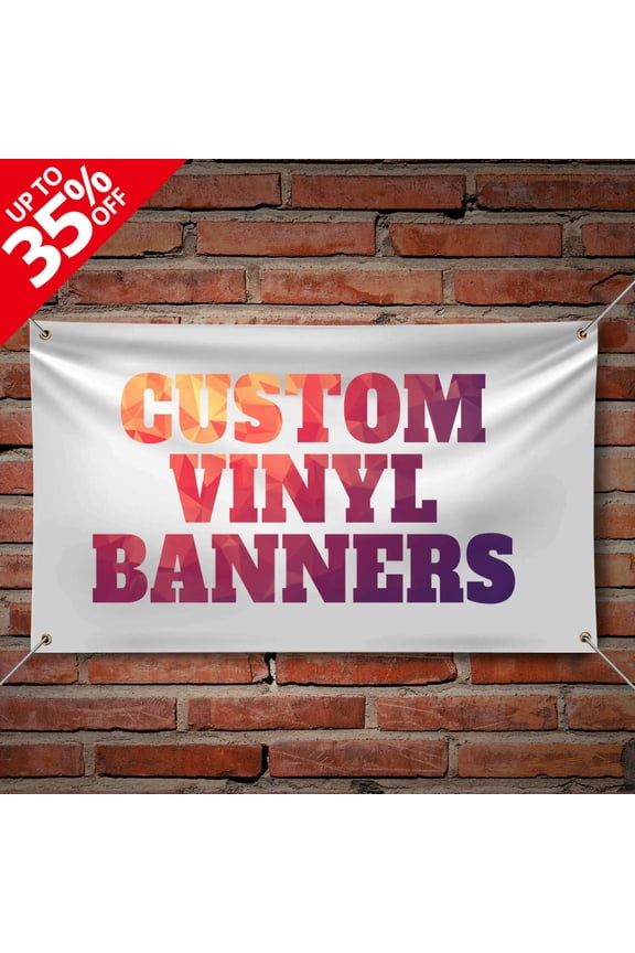 Custom Vinyl Banner - 13oz Heavy Duty Vinyl Sign - Metal Grommets & Heat Welded Hems - for Celebrating, Advertising, Direction
