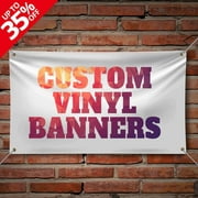 Anley Custom Vinyl Banner - 13oz Heavy Duty Vinyl Sign - Metal Grommets & Heat Welded Hems - for Celebrating, Advertising, Direction