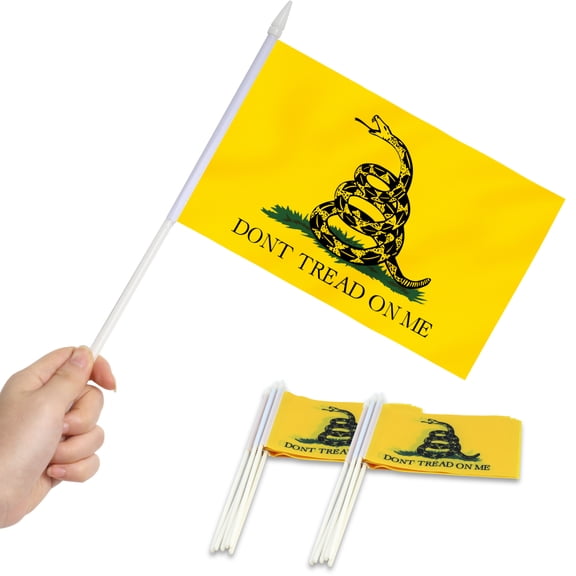Anley 12 Pack Don't Tread on Me Mini Flag - Hand Held Small Miniature Gadsden Flags 5.5x8 Inch