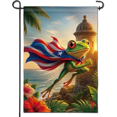 Anley Double Sided Premium Garden Flag, Coqui Frog Puerto Rico Decorative Garden Flags for Spring Summer Holiday Home Decor - 18 x 12.5 Inch