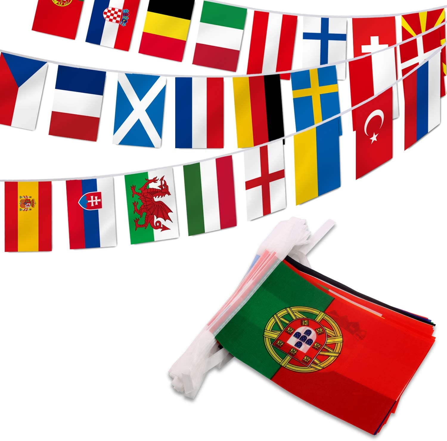 European Countries Celebration String Flag Banner with UV Protection